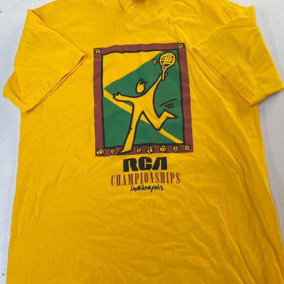 Vintage 90s RCA Tennis Championships Indianapolis T-Shirt yellow - Picture 1 of 2